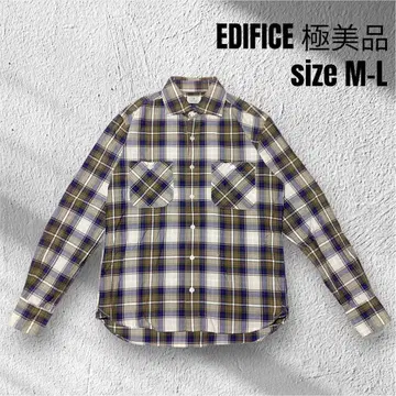 컨디션 최상 EDIFICE 에디피스 체크 셔츠 긴팔 44 M 코튼