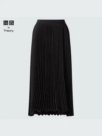 [ 미사용 ] UNIQLOxTheory 플리츠 랩스커트 XL 블랙