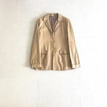 DES PRES 데프레 램 가죽 캐러멜 노카라 자켓