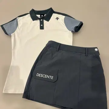 DESCENTE 피케 셔츠와 스커트 세트