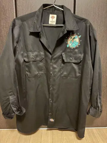 Dickies 워크 셔츠 M 블랙 선박 디자인