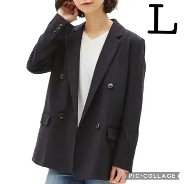 [ 새상품 ] GU 더블 브레스트 자켓 네이비 L 스트라이프