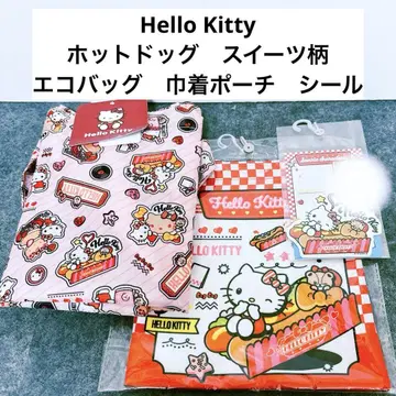 새상품 Hello Kitty 디저트 패턴 에코백 복조리 씰 세트
