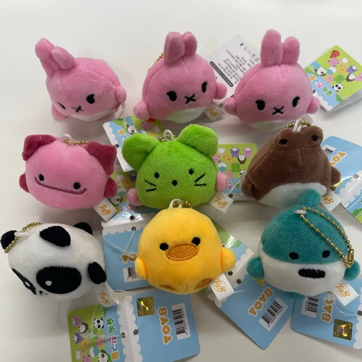 Forest Friends Mini Keyring Doll Panda, Shark, Chick, Rabbit, Wooper Looper, Mouse, Toad