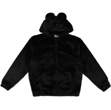 Disney 블랙 플리스 자켓 후드 부착