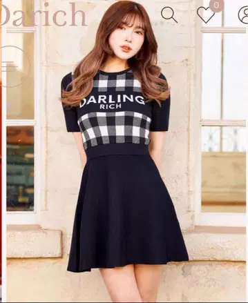 Darich 깅엄 체크 니트 미니 원피스