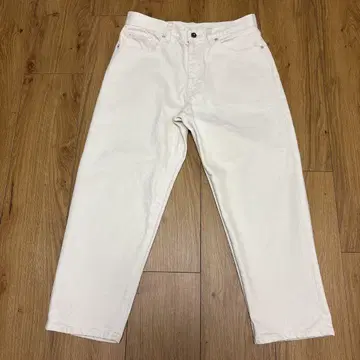 [미사용] MUJI Labo 재팬 데님 와이드 크롭 팬츠/미색/28