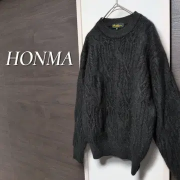 [ 새상품급 ] HONMA 랜덤 케이블 니트 캐시미어 100 크루넥 골프