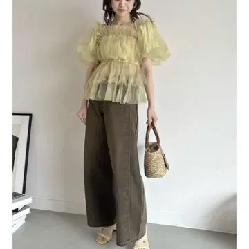 루즈핏 와이드 데님 팬츠 LILYBROWN