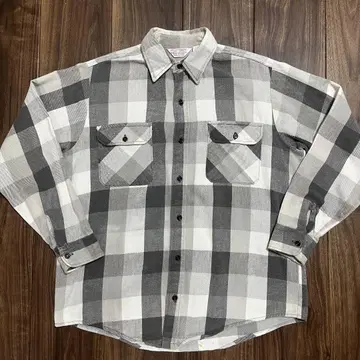 80s frostproof 플란넬 셔츠 화이트 블랙 그레이 L