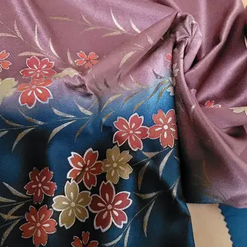 미사용 순수 실크 오비 장식 천 벚꽃 패턴
