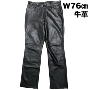 W76cm 남성용M 소가죽 카우 가죽 팬츠 블랙 빈티지 구제 의류 Y2K