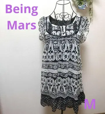 Being Mars 반팔 무릎 기장 원피스 M 모노톤 패턴 a0548