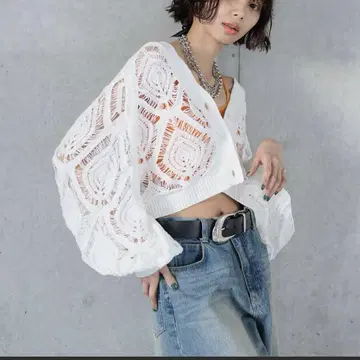 PAGEBOY 스카시 리프 니트 볼레로
