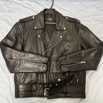 HORN WORKS 블랙 더블 라이더스 소가죽