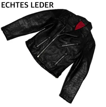 싱글 라이더 자켓 블랙 빨간색 안감 고급스러움 ECHTES LEDER