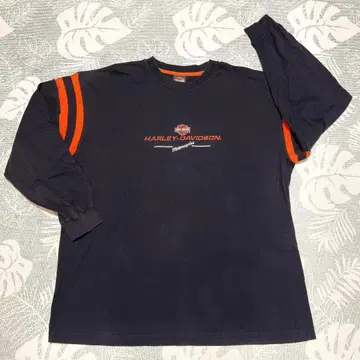 할리데이비슨 롱T 긴팔T셔츠 블랙 x 오렌지 라인 2XL