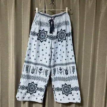 티티카카 꽃무늬 자수 코튼 와이드 팬츠 F 사이즈
