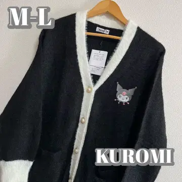쿠로미 펄 버튼 니트 가디건 블랙 산리오 M L
