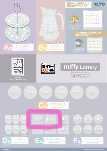miffy 70주년 기념 Lottery 런천매트
