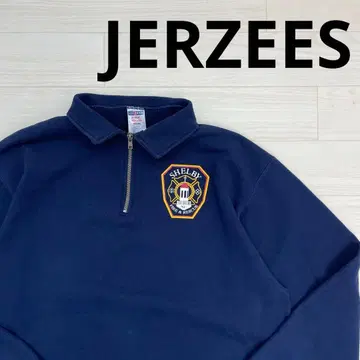 JERZEES 저지 파이어 레스큐 로고 하프 지퍼 맨투맨