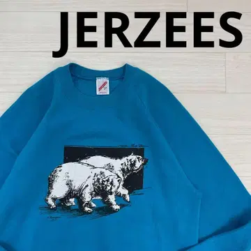 JERZEES 80's MADE IN USA 화이트 곰 프린트 맨투맨