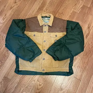 80s CHEVIGNON 셰비뇽 가죽 절개 다운 자켓 M 사이즈