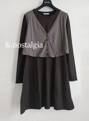&.nostalgia 베스트 레이어드 튜닉 원피스 긴팔 브라운
