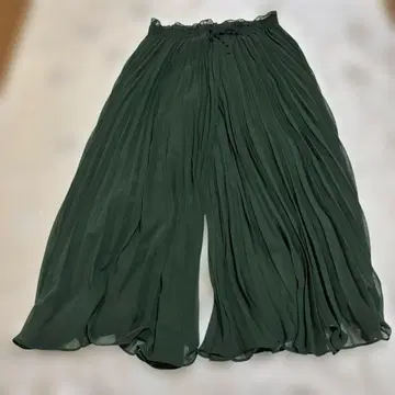 ZARA 자라 스카초 팬츠 와이드 팬츠 다크 그린 계열 시어 소재