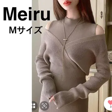 새상품급 Meiru 레이어드 스타일 플레어 니트 원피스 긴팔 원피스