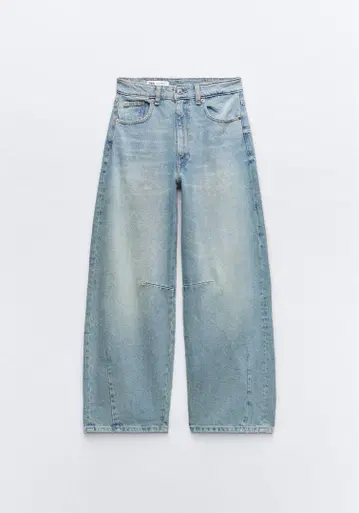 ZARA TRF BAGGY BALLOON 미드 라이즈 데님 팬츠