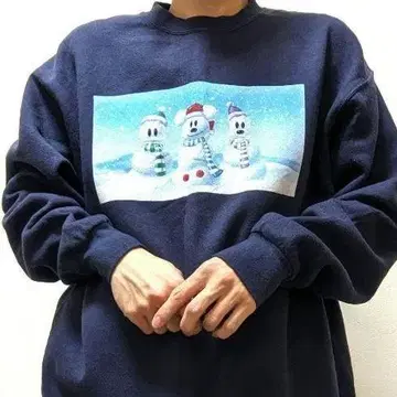 미키 프렌즈 눈사람 맨투맨 트레이닝복 네이비 네이비 컬러 올드 구제 의류