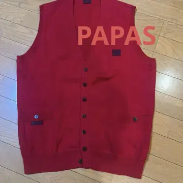 PAPAS 빨간색 버튼 부착 베스트