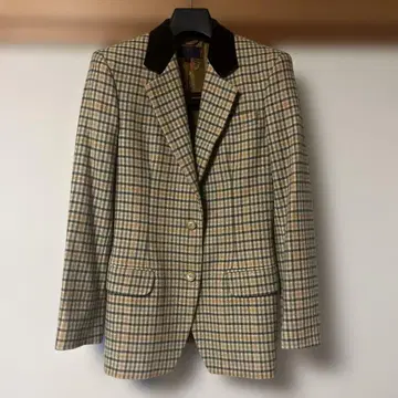 에트로 ETRO 체크 무늬 벨벳 옷깃 테일러드 자켓 M 새상품급