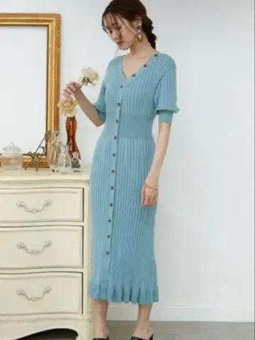 snidel 프론트 버튼 니트 원피스