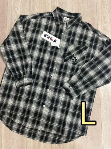 MLB 다저스 오타니 쇼헤이 체크 셔츠 긴팔 블랙 L