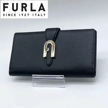 [ 새상품급 ] FURLA 가죽 장지갑 소피아 아치 로고 플랩 블랙