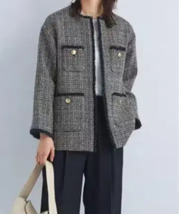그린 라벨 릴랙싱 트위디 포켓 노카라 자켓
