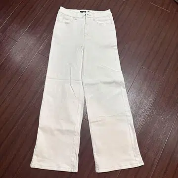 salire 화이트 와이드 레그 데님 팬츠