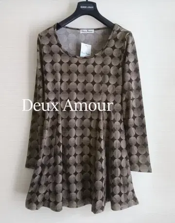 DEUX AMOUR 긴팔 프린트 튜닉 원피스 다크 브라운