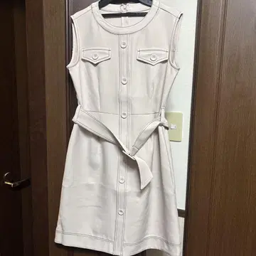 salire 슬리브리스 원피스 베이지