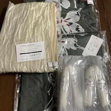 우타타네 유카타 세트 유카타 헤코비 일본 나막신 짙은 녹색 나비