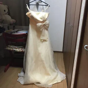 크림색 리본 포함 A 라인 웨딩 드레스 연주회 드레스 X L