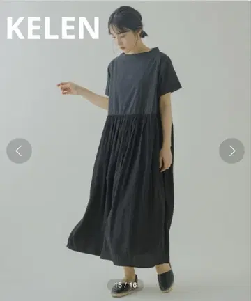 [ KELEN ] 허리 개더 콤비 모크넥 원피스 'Missy'
