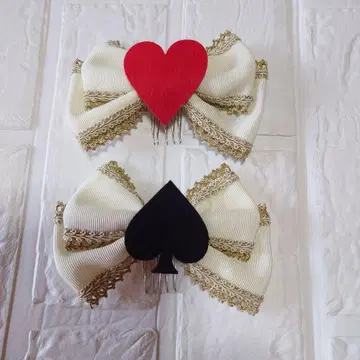 Angelic Pretty 카드놀이 리본 빗 아이보리