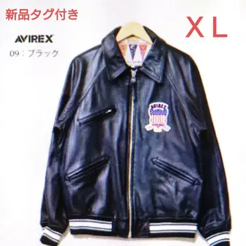 택 포함 새상품 AVIREX 버시티 시그니처 가죽 자켓 블랙 XL