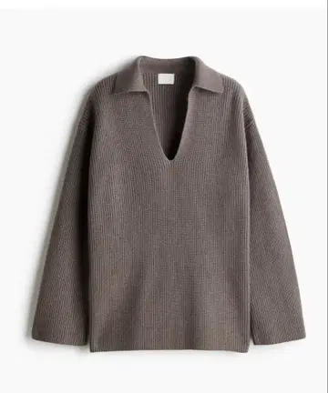 미사용 새상품 H&M 에이치앤엠 카라 부착 스웨터 다크 그레이 S