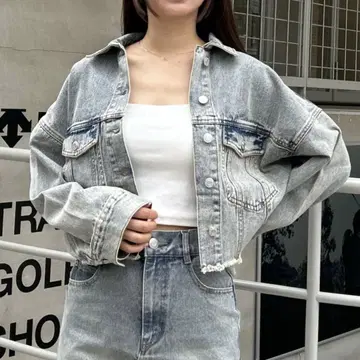 후스후 갤러리 소매 볼륨 데님 숏 G