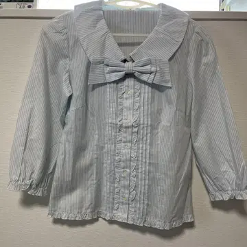 [ 새상품급 ] 윌셀렉션 7분 둥근 카라 스트라이프 상의 미사용 새상품