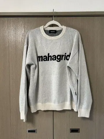 mahagrid 마하그리드 로고 크루넥 니트 스웨터 그레이 M